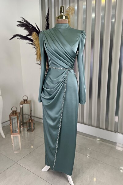 Rana Zenn Saten Sare Abiye - Mint