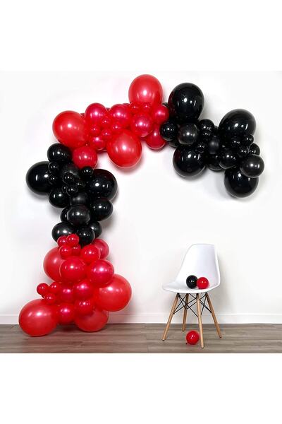RÖNESANS PARTİ طقم بالونات أحمر وأسود 70 قطعة