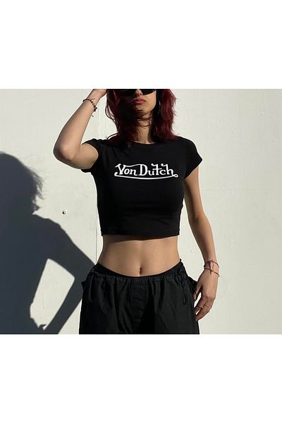 Touz zolid wear Von Dutch Printed Black Crop