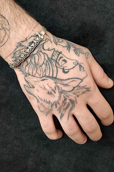 TREND COLLECTİON Antik Kral Taç Model Gümüş Kaplama Geçmeli Ayarlanabilir Bil...