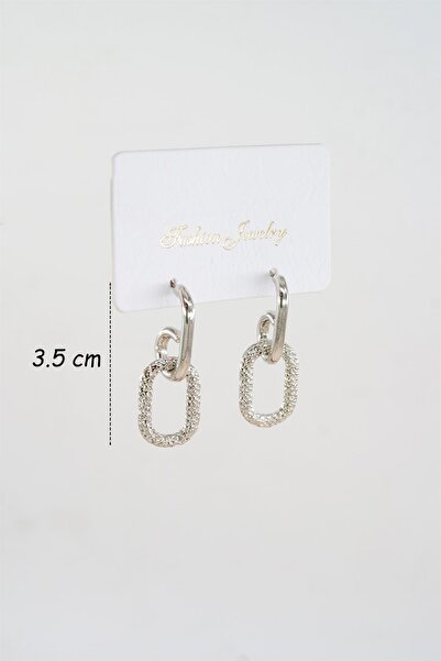 By Zeyna Aksesuar Kadın Özel Tasarım Sallantılı Elips Model Küpe