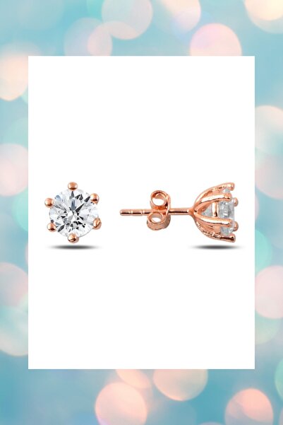 Crystal Diamond Zirconia Işıklı Kutuda Rose 0.30 Karat Tektaş Küpe