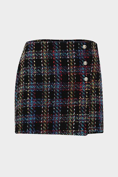 Açelya Okcu Fustă mini Short Wrap Premium în carouri