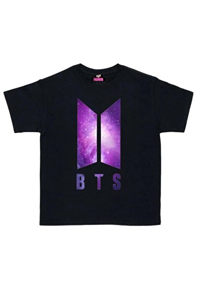 RYO FASHİON Tricou pentru copii Bts Galaxy unisex, negru, cu mânecă scurtă