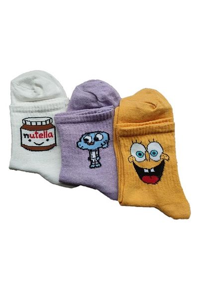 MY MENORA SOCKS 3 чифта колежански чорапи с шарки на герои