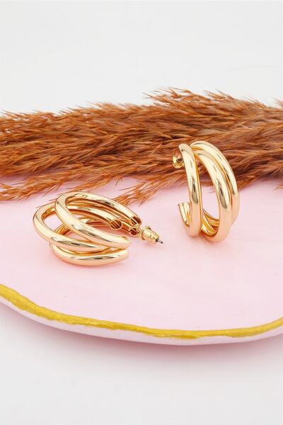 By Zeyna Aksesuar أقراط دائرية نسائية مقاومة للتلطيخ