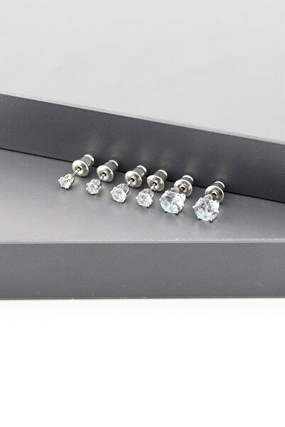 By Zeyna Aksesuar طقم أقراط نسائي مكون من 6 قطع من حجر الزركون الأساسي مقاس 3...