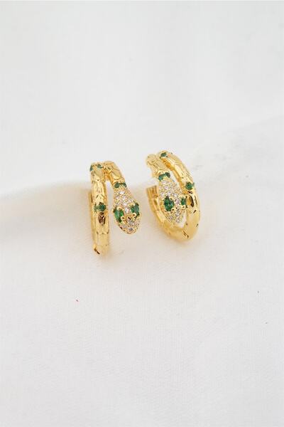 By Zeyna Aksesuar Kadın Altın Kaplama Yılan Figürlü Küpe