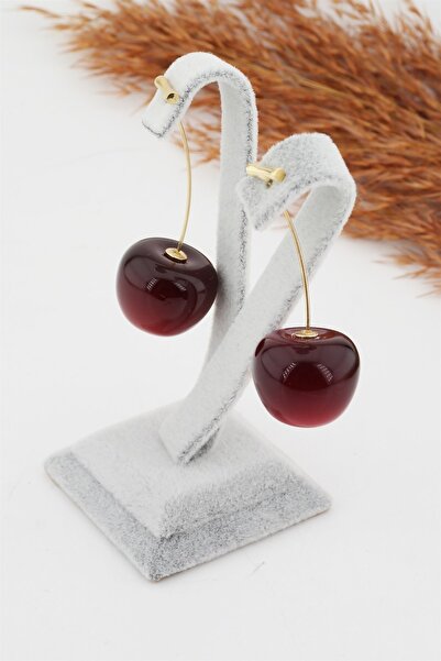 By Zeyna Aksesuar Kadın Özel Tasarım Kirazlı Küpe