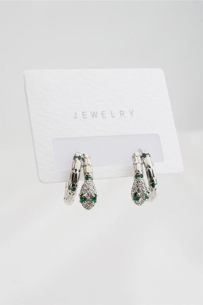 By Zeyna Aksesuar Kadın Altın Kaplama Yılan Figürlü Küpe