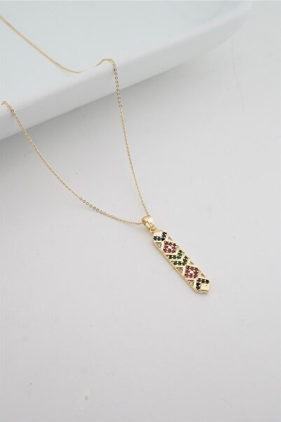 By Zeyna Aksesuar قلادة نسائية ملونة عتيقة: قلادة من حجر الزركون المزخرف بالكليم