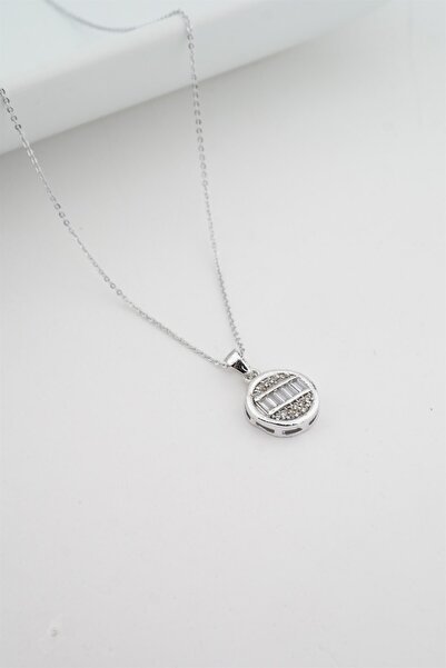 By Zeyna Aksesuar قلادة نسائية مستديرة من حجر الرغيف الفرنسي مرصعة بالزركون