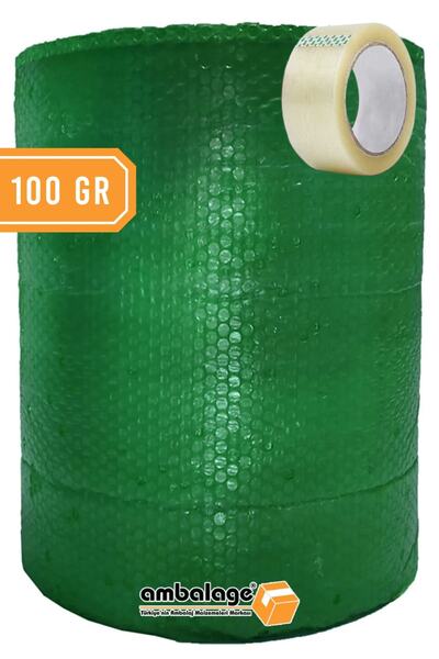 Ambalage Balonlu Naylon 50cm X 10m 100 Gr Yeşil Üç Katlı Kalın Balonlu Naylon...