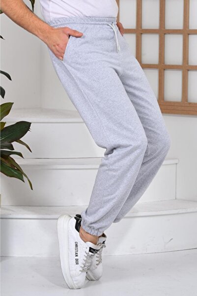 pandy Gri Renk Unisex Paçası Lastikli Slim Fit Jogger Eşofman Altı