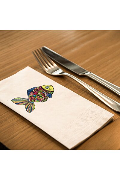 SkyMoon Balık Mandala Desenli Baskılı Garson Peçete, Konuşan Peçete