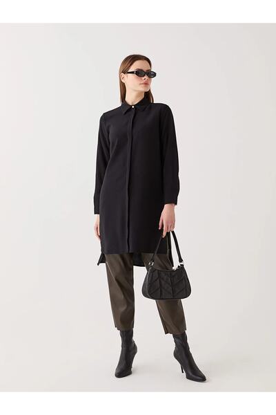 LC Waikiki LCW szerény inggalléros tömör hosszú ujjú női tunika