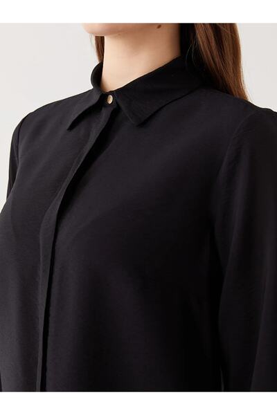 LC Waikiki LCW szerény inggalléros tömör hosszú ujjú női tunika