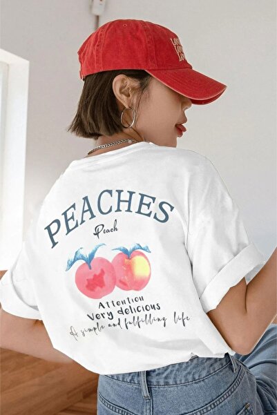 Keywest بالإضافة إلى حجم الخوخ الخوخ مطبوعة الأبيض طاقم الرقبة للجنسين تي شير...