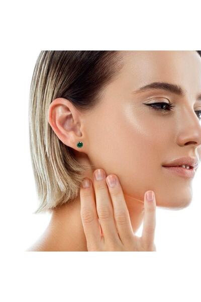 Market66 6mm Yeşil Zirkon Taşlı Mıknatıslı Küpe 1 Çift Kulak Manyetik Mıknatıs Büyük Hızma