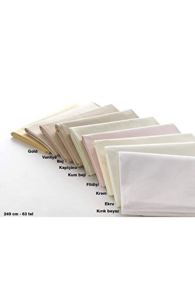 Pakteks Krem Rengi 63 Tel Düz Renk Poplin Kumaş Akfil-en 240 Cm.