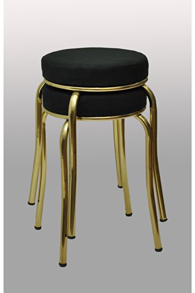 TABURECİM Tabure (2 Adet) Gold Ayaklı, Mina Kumaş, Metal Ahtapot Ayak Aygl-209