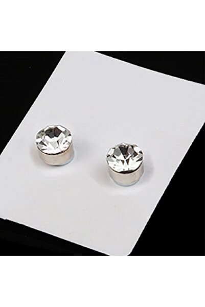 Market66 6mm Beyaz Zirkon Taşlı Mıknatıslı Küpe 1 Çift Kulak Manyetik Mıknatıs Büyük Hızma