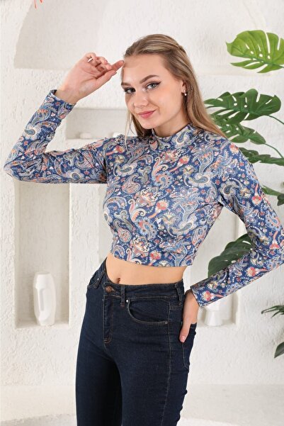 PODOS Dijital Baskılı Desenli Crop