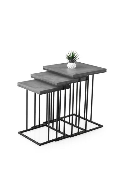 Erezogulları Mobilya Elit C Zigon Sehpa 3'lü Metal Ayak