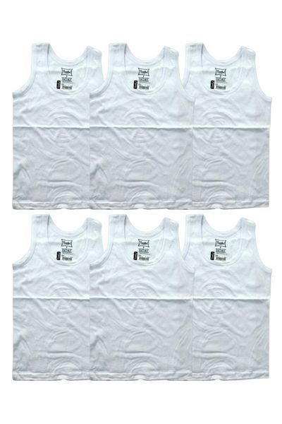 Tutku Tricou de corp alb din bumbac pieptănat pentru băiat, pachet de 6