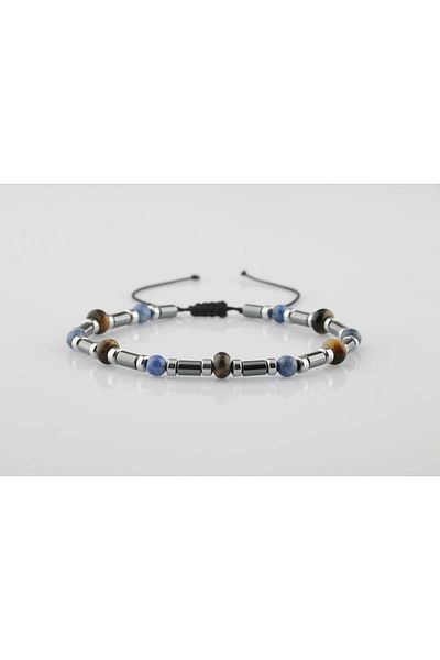 OSMANLI DOĞAL TAŞ Tiger Eye-hematite-lapis Lazuli Natural Stone Bracelet