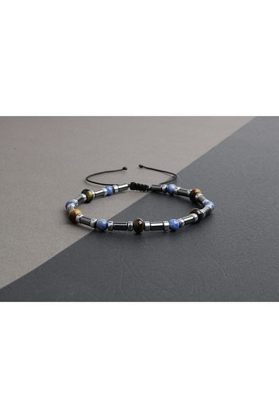 OSMANLI DOĞAL TAŞ Tiger Eye-hematite-lapis Lazuli Natural Stone Bracelet