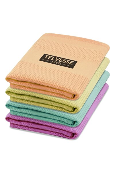 Telvesse Πετσέτα καθαρισμού μπάνιου κουζίνας 4 τεμαχίων μαγικής μικροϊνών, σφιχτής ύφανσης, νανοτεχνολογική, εξαιρετικά απορροφητική
