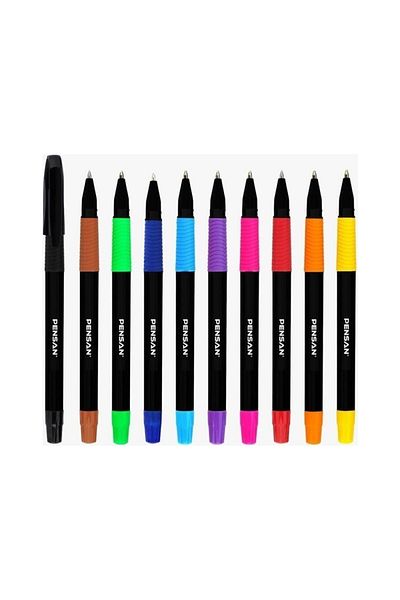 KRAF 6-Piece Pastel Highlighter + Pensan 10 Color Ballpoint Pen Set