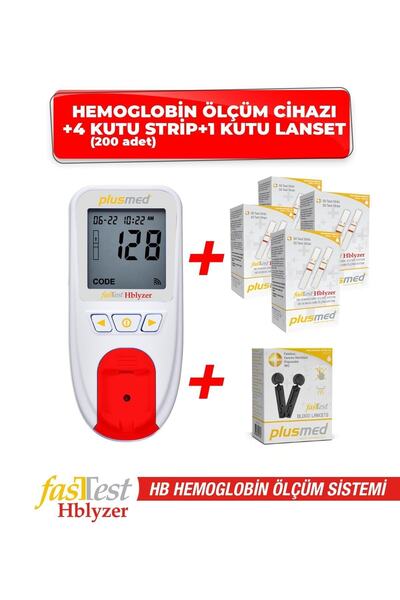 PlusMed Fasttest Hblyzer Hemoglobin Ölçüm Cihazı 4 Kutu Strip 1 Kutu Lanset