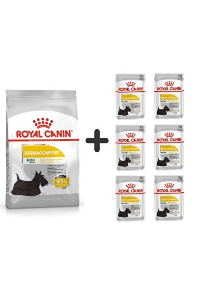 Royal Canin Mini Dermacomfort Yetişkin Köpek Maması 3 Kg + 6 Adet Yaş Mama