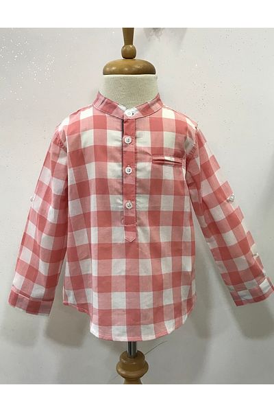 Çikoby Baby Boy Pink Checkered Shirt