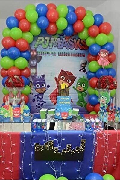 BEST PARTİ DOĞUM GÜNÜ PARTİ SÜSLERİ Pijamaskeliler Themed Balloon Chain Green...