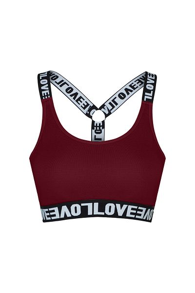 HNX Bustieră de damă din bumbac roșu Claret Love cu inel de cauciuc