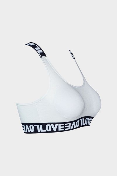 HNX Λευκό βαμβακερό Love Rubber Cross Strap Γυναικείο μπουστάκι με επένδυση