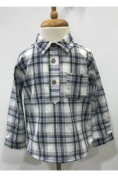 Çikoby Baby Boy Nefti-Navy Blue Checked Shirt