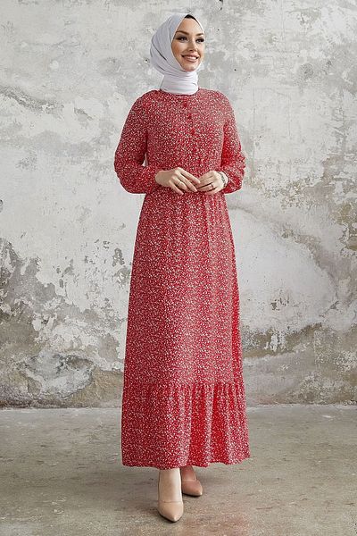 InStyle Tiana Floral Viscose Dress - Red