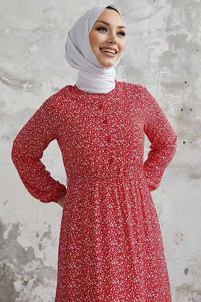 InStyle Tiana Floral Viscose Dress - Red