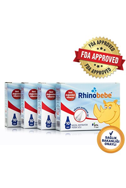 Rhinobebe Bebek Burun Aspiratörü Yedek Uç Tüm Markalar Ile Uyumlu 4 Paket (40...