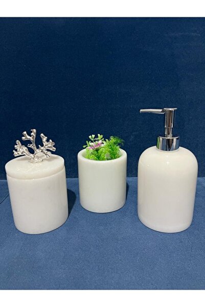Genel Markalar Beyaz Beyaz Mermer Banyo Seti 3'lü Mermer 3 Parça