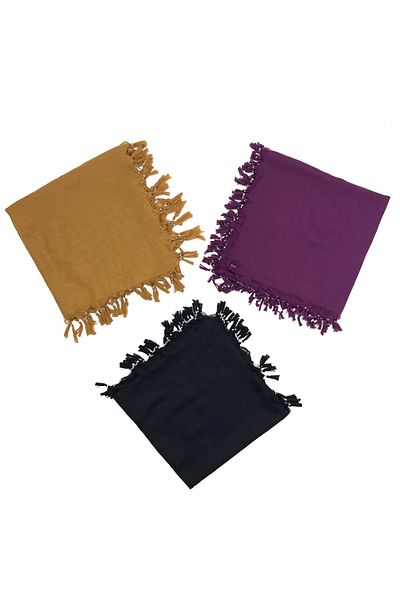 Naz Ipek Pachet de 3 bumbac, culoare uni, lucrat manual, cu margele, distribuire cadou 110x110cm