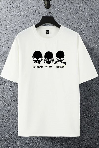DEEPSENCE Μπλουζάκι Unisex Oversize Not Hear με στάμπα μπροστά λευκό