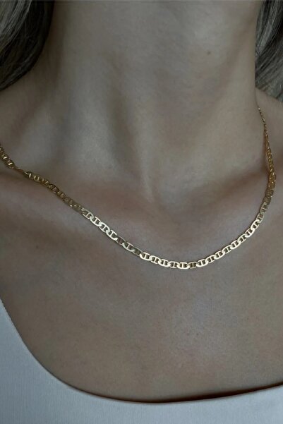 UBUH SHOP 14k Altın Kaplama Barlı Kuyumcu Model Unisex Zincir Kolye