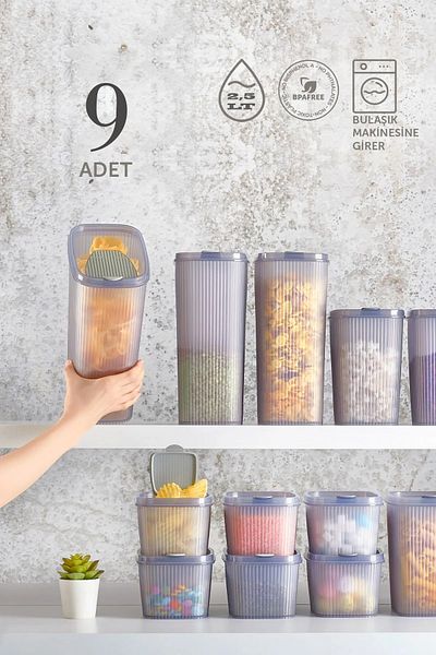 Trouvaille Food Container Practical Lid 2.5 Lt Pulses Storage Container X 9 Pieces