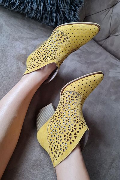 Topukla Footwear 019 1009 Cizme de vară de damă din piele intoarsa cu toc