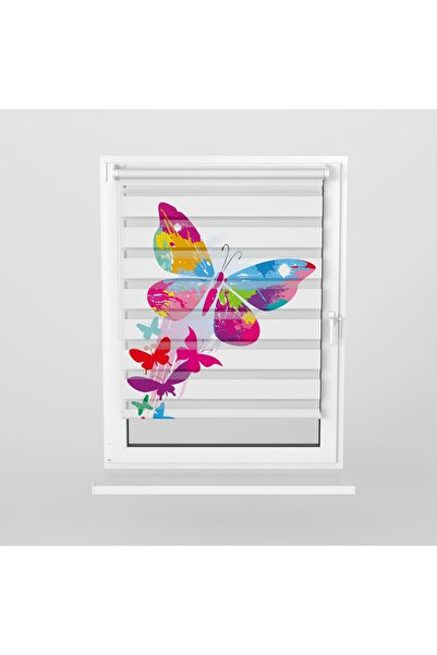 Turuncu Dizayn Genç Odası Için Karışık Renkler Renkli Kelebekler Desenli Diji...